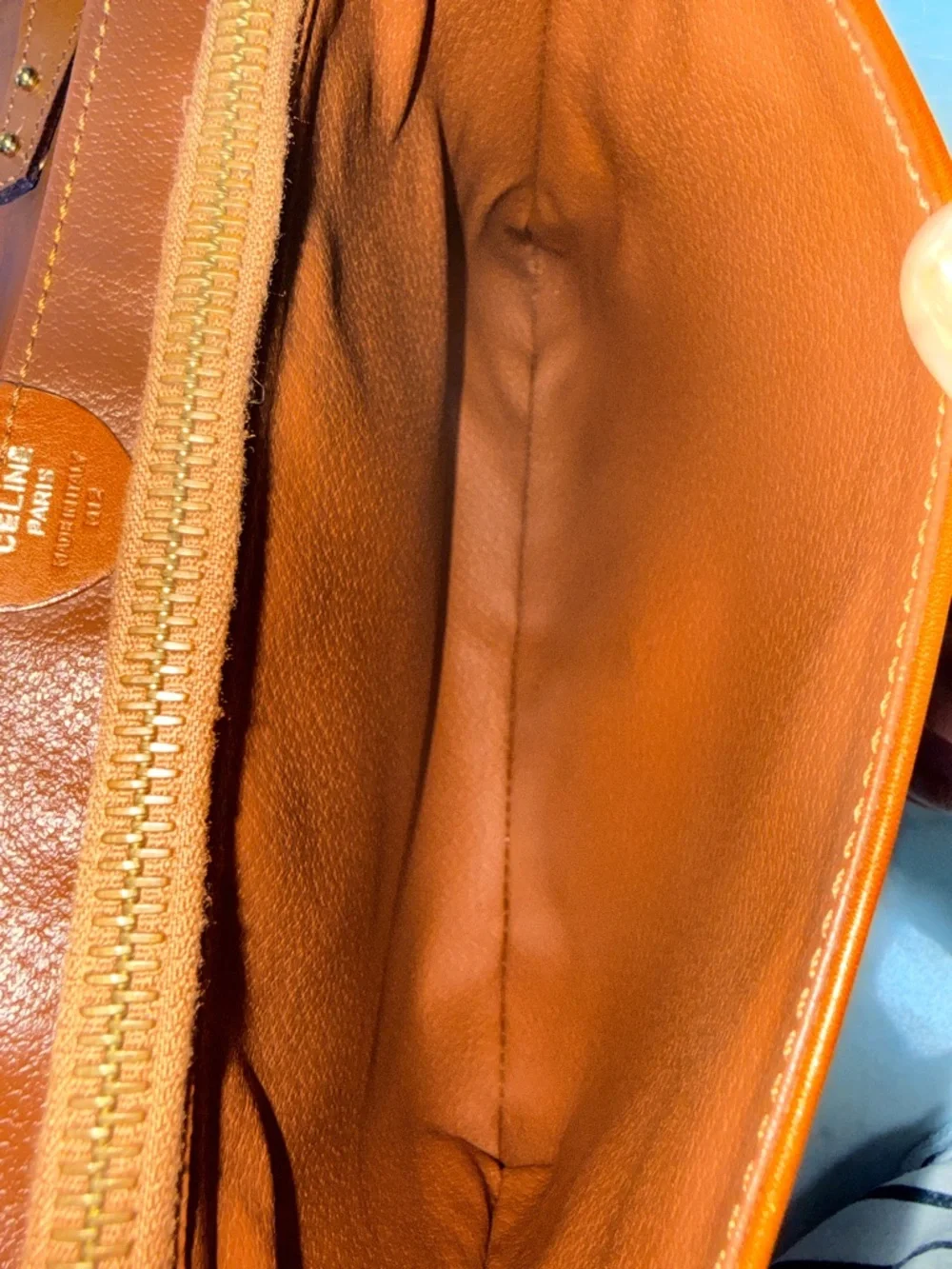 Celine Calfskin Leather Flap Bag with Gold Celine Logo Charm - Picture 12 of 15